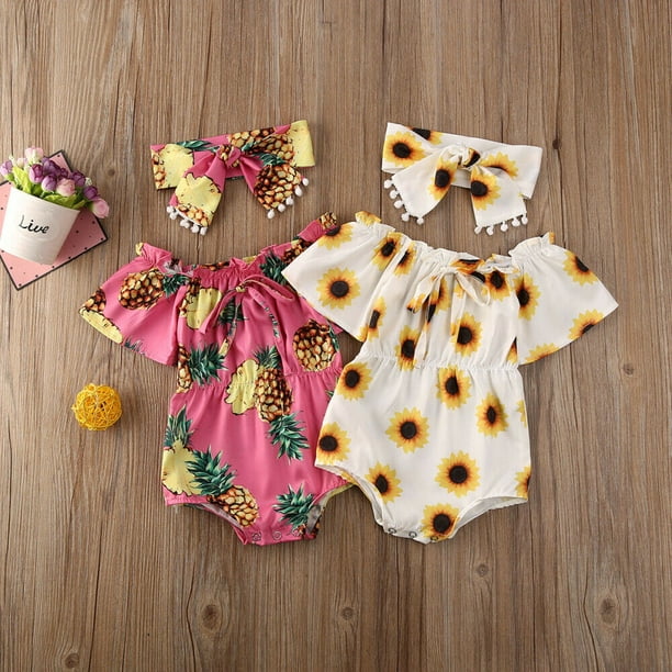 3PCS Newborn Baby Girl Floral Romper Bodysuit Jumpsuit Playsuit Clothes Outfit